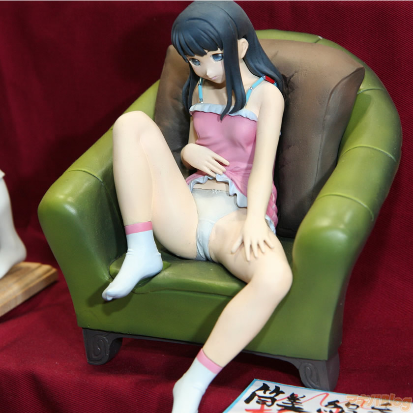 tsutsumi kinuka, hizashi no naka no real, wonder festival, wonder festival 2008, photo (medium), 1girl, chair, clothes lift, couch, dress, dress lift, female focus, figure, loli, on chair, panties, solo, spread legs, underwear, white panties
