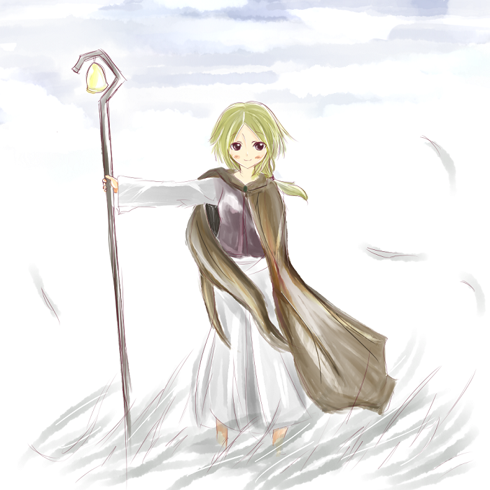 nora arento, spice and wolf, 00s, bell, cape, shepherd, shepherd's crook, solo, staff