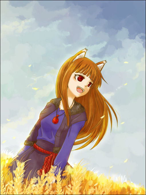 holo, spice and wolf, 00s, 1girl, animal ears, female focus, solo, wolf ears