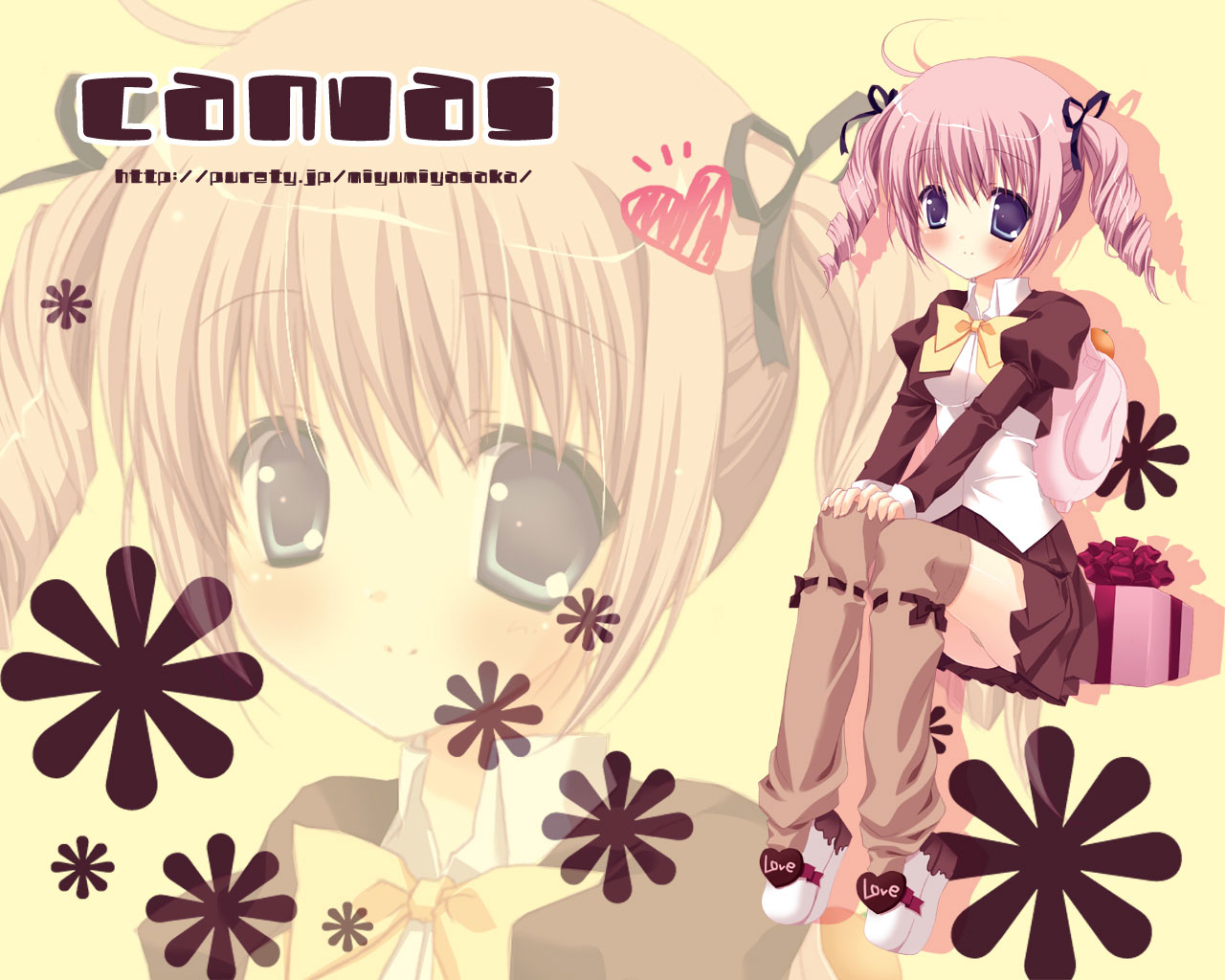 miyasaka miyu, drill hair, food-themed clothes, skirt, solo, thighhighs, valentine, zettai ryouiki