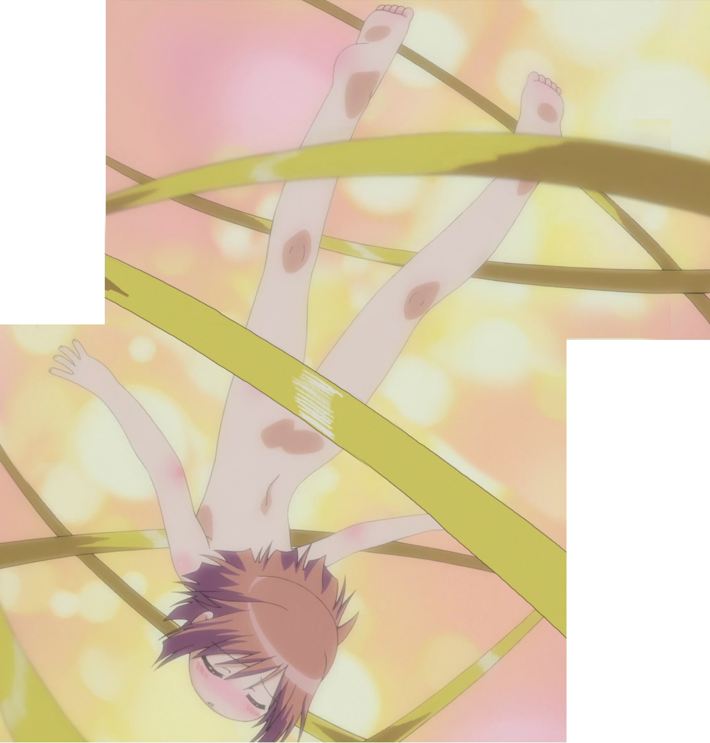 nijihara ink, moetan, anime screenshot, highres, stitched, third-party edit, 00s, 1girl, barefoot, censored, convenient censoring, feet, female focus, henshin, loli, nude, soles, solo, toes, transformation