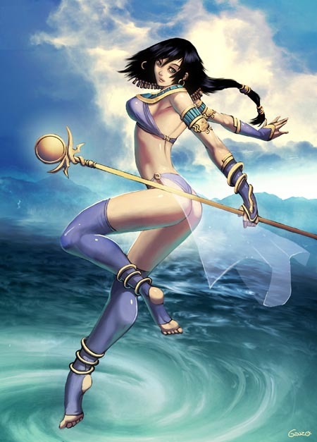 genzoman, tagme, black hair, thighhighs, water