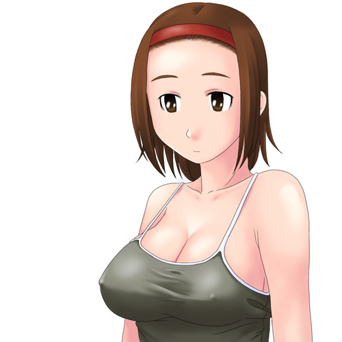 toshifumi, torii eriko, maria-sama ga miteru, lowres, 00s, 1girl, breasts, cleavage, covered erect nipples, female focus, large breasts, solo