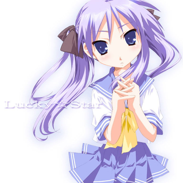 yamano sachi, hiiragi kagami, lucky star, bad id, bad pixiv id, 00s, school uniform, serafuku, solo, twintails