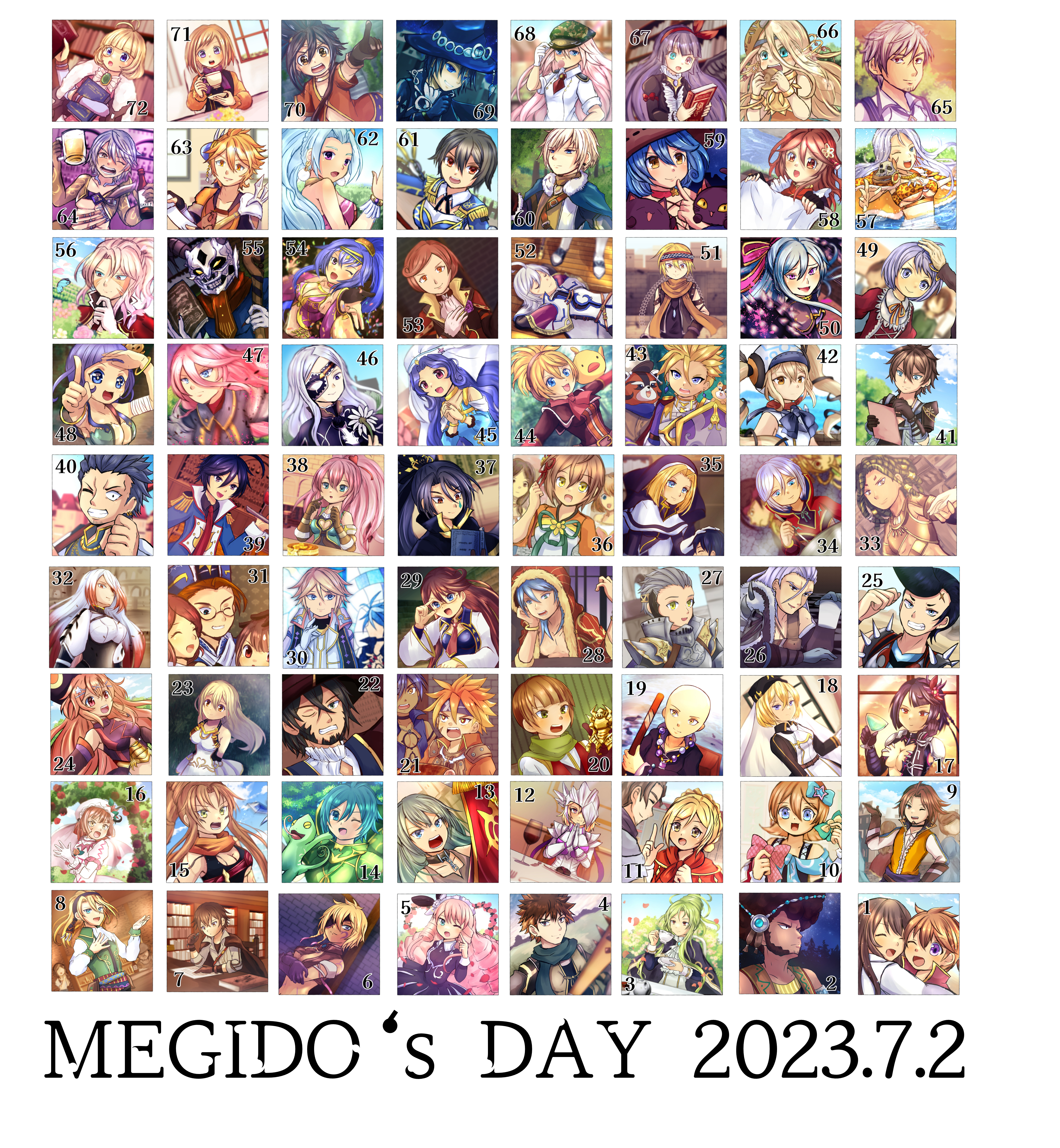 abalam (megido72), agaliarept (megido72), agares (megido72), agathion (megido72), aim (megido72), alastor (megido72), allocer (megido72), amaimon (megido72), amazeroth (megido72), amduscias (megido72), amon (megido72), amy (megido72), andras (megido72), andrealphus (megido72), andromalius (megido72), aquiel (megido72), ariton (megido72), armaros (megido72), asmodeus (megido72), asrafil (megido72), astaroth (megido72), azazel (megido72), baalzephon (megido72), bael (megido72), balam (megido72), balor (megido72), baphomet (megido72), barakiel (megido72), barbatos (megido72), bathin (megido72), bebal (megido72), behemoth (megido72), beleth (megido72), belial (megido72), belphegor (megido72), berith (megido72), bifrons (megido72), botis (megido72), briffaut (megido72), buer (megido72), bune (megido72), buni (megido72), caim (megido72), caspiel (megido72), chernobog (megido72), corson (megido72), crocell (megido72), dagon (megido72), dantalion (megido72), decarabia (megido72), eligos (megido72), flauros (megido72), fleurety (megido72), focalor (megido72), foras (megido72), forneus (megido72), furcas (megido72), furfur (megido72), furiae (megido72), gaap (megido72), gaebolg (megido72), gamigin (megido72), glasya-labolas (megido72), gremory (megido72), grimalkin (megido72), gusion (megido72), hack (megido72), hagenti (megido72), halphas (megido72), hutgin (megido72), imp (megido72), incubus (megido72), ipos (megido72), kimaris (megido72), lerajie (megido72), leviathan (megido72), lilim (megido72), loki (megido72), lucifugus (megido72), malphas (megido72), mammon (megido72), marbas (megido72), marchosias (megido72), martinet (megido72), mastema (megido72), melchom (megido72), mephisto (megido72), minoson (megido72), morax (megido72), murmur (megido72), naberius (megido72), nebiros (megido72), nephilim (megido72), nergal (megido72), nisroc (megido72), nybbas (megido72), oray (megido72), orias (megido72), oriens (megido72), orobas (megido72), ose (megido72), paimon (megido72), philotanus (megido72), phoenix (megido72), prometheus (megido72), pruflas (megido72), purson (megido72), raum (megido72), ronove (megido72), sabnac (megido72), saleos (megido72), sarah (megido72), sargatanas (megido72), satanachia (megido72), satanail (megido72), seere (megido72), shamhaza (megido72), shax (megido72), sitri (megido72), solomon (megido72), stolas (megido72), succorbenoth (megido72), succubus (megido72), thamuz (megido72), thanatos (megido72), tiamat (megido72), ukobach (megido72), uphir (megido72), utukku (megido72), uvall (megido72), valac (megido72), valefor (megido72), vapula (megido72), vassago (megido72), vepar (megido72), verdelet (megido72), vine (megido72), xaphan (megido72), zagan (megido72), zepar (megido72), ziminiar (megido72), ziz (megido72), megido72, absurdres, character request, commentary request, highres, 6+boys, 6+girls, 8 mame, alcohol, armor, bald, black hair, blonde hair, blue bow, blue butterfly, blue eyes, blue hair, book, bow, breasts, brown eyes, brown hair, bug, butterfly, cat, chewing gum, cup, dated, drinking glass, earrings, everyone, eyepatch, facial hair, flower, food, glasses, green eyes, green hair, grey hair, hair between eyes, hair bow, hand on another's head, insect, jewelry, monocle, multicolored hair, multiple boys, multiple girls, one eye closed, orange eyes, orange hair, pink flower, pink hair, purple eyes, purple hair, red eyes, red flower, red hair, sake, scar, scar on face, scar on forehead, teacup, tongue, tongue out, two-tone hair, white hair, wine glass, yellow eyes