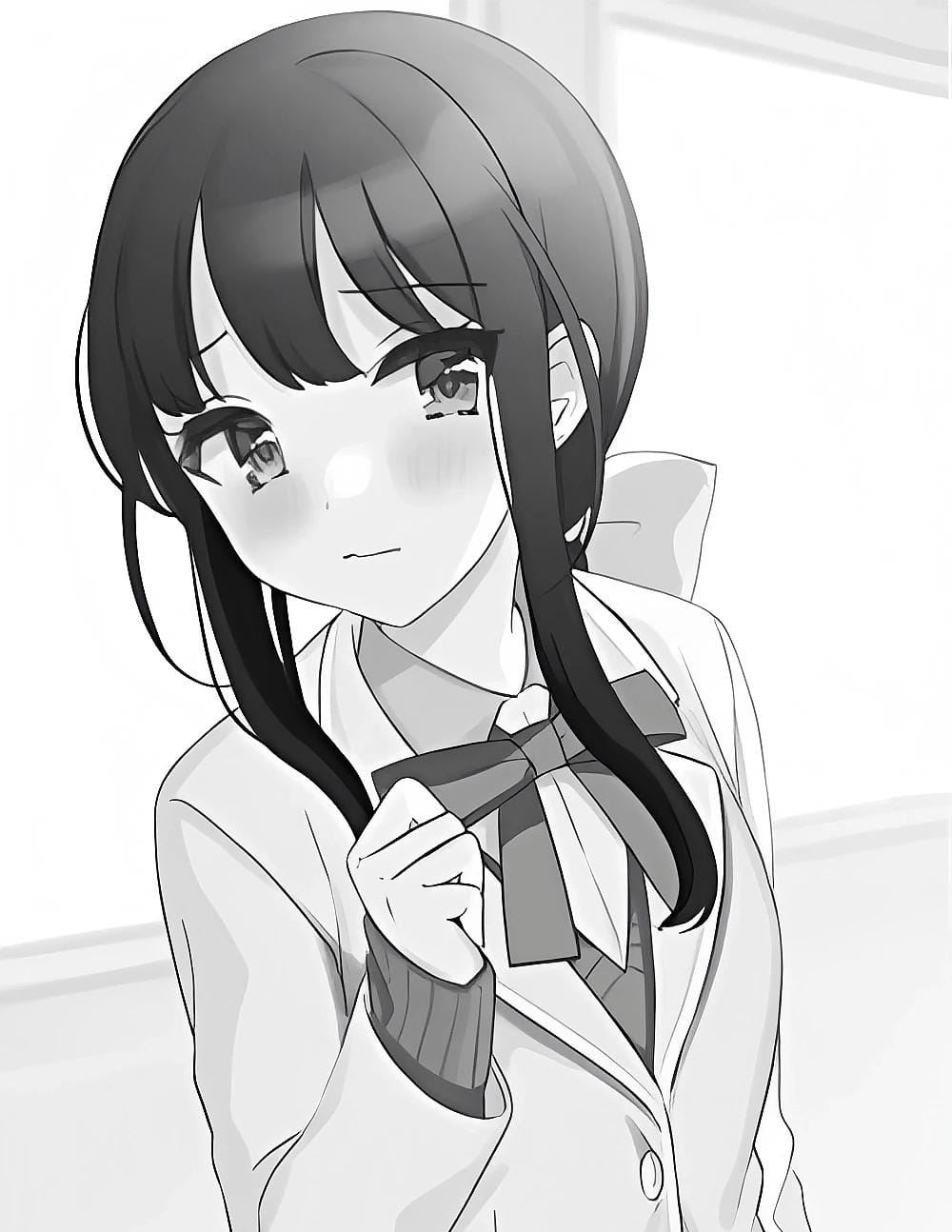 osananajimi ga zettai ni makenai lovecome, 1girl, blush, esukawa toka, hetero, ojos abiertos, ojos gris, pelo largo, pelo negro