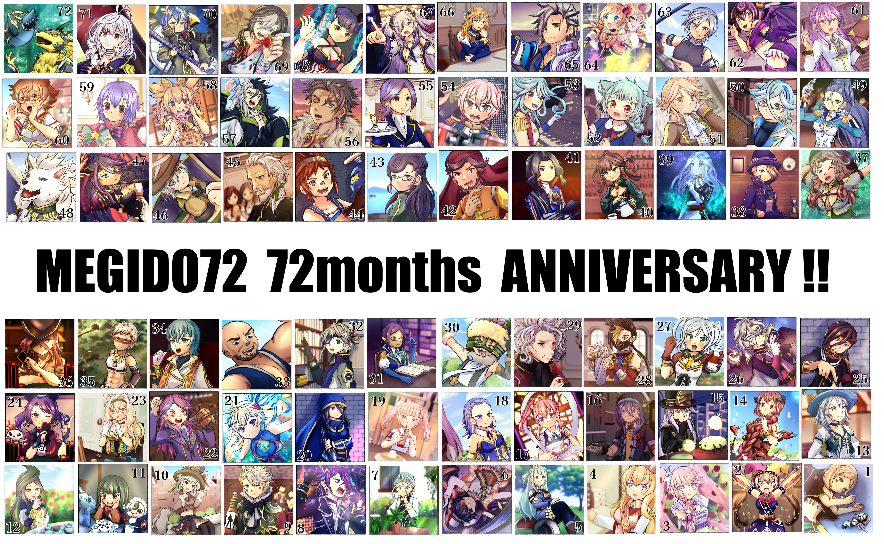 abalam (megido72), agaliarept (megido72), agares (megido72), agathion (megido72), aim (megido72), alastor (megido72), allocer (megido72), amaimon (megido72), amazeroth (megido72), amduscias (megido72), amon (megido72), amy (megido72), andras (megido72), andrealphus (megido72), andromalius (megido72), aquiel (megido72), ariton (megido72), armaros (megido72), asmodeus (megido72), asrafil (megido72), astaroth (megido72), azazel (megido72), baalzephon (megido72), bael (megido72), balam (megido72), balor (megido72), baphomet (megido72), barakiel (megido72), barbatos (megido72), bathin (megido72), bebal (megido72), behemoth (megido72), beleth (megido72), belial (megido72), belphegor (megido72), berith (megido72), bifrons (megido72), botis (megido72), briffaut (megido72), buer (megido72), bune (megido72), buni (megido72), caim (megido72), caspiel (megido72), chernobog (megido72), corson (megido72), crocell (megido72), dagon (megido72), dantalion (megido72), decarabia (megido72), eligos (megido72), flauros (megido72), fleurety (megido72), focalor (megido72), foras (megido72), forneus (megido72), furcas (megido72), furfur (megido72), furiae (megido72), gaap (megido72), gaebolg (megido72), gamigin (megido72), glasya-labolas (megido72), gremory (megido72), grimalkin (megido72), gusion (megido72), hack (megido72), hagenti (megido72), halphas (megido72), hutgin (megido72), imp (megido72), incubus (megido72), ipos (megido72), kimaris (megido72), lerajie (megido72), leviathan (megido72), lilim (megido72), loki (megido72), lucifugus (megido72), malphas (megido72), mammon (megido72), marbas (megido72), marchosias (megido72), martinet (megido72), mastema (megido72), melchom (megido72), mephisto (megido72), minoson (megido72), morax (megido72), murmur (megido72), naberius (megido72), nebiros (megido72), nephilim (megido72), nergal (megido72), nisroc (megido72), nybbas (megido72), oray (megido72), orias (megido72), oriens (megido72), orobas (megido72), ose (megido72), paimon (megido72), philotanus (megido72), phoenix (megido72), prometheus (megido72), pruflas (megido72), purson (megido72), raum (megido72), ronove (megido72), sabnac (megido72), saleos (megido72), sarah (megido72), sargatanas (megido72), satanachia (megido72), satanail (megido72), seere (megido72), shamhaza (megido72), shax (megido72), sitri (megido72), solomon (megido72), stolas (megido72), succorbenoth (megido72), succubus (megido72), thamuz (megido72), thanatos (megido72), tiamat (megido72), ukobach (megido72), uphir (megido72), utukku (megido72), uvall (megido72), valac (megido72), valefor (megido72), vapula (megido72), vassago (megido72), vepar (megido72), verdelet (megido72), vine (megido72), xaphan (megido72), zagan (megido72), zepar (megido72), ziminiar (megido72), ziz (megido72), megido72, absurdres, highres, 6+boys, 6+girls, 8 mame, animal ears, bald, black bow, black hair, blonde hair, blue eyes, book, bookshelf, bow, braid, breasts, card, cat, cleavage, cleavage cutout, clothing cutout, cosmetics, everyone, eye mask, eyepatch, facial hair, flower, food, gloves, green-framed eyewear, green hair, grey hair, hair between eyes, hair bow, hair ornament, hair over one eye, hat, heterochromia, holding, holding card, holding lipstick tube, hourglass, instrument, lipstick tube, multicolored hair, multiple boys, multiple girls, one eye closed, orange eyes, piano, pink eyes, playing card, poker chip, purple eyes, purple hair, red-framed eyewear, red bow, red eyes, red flower, red hair, scar, scar across eye, scar on face, twintails, two-tone hair, white flower