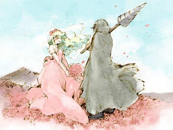 akutsu (yuumi), nia teppelin, simon (ttgl), tengen toppa gurren lagann, 00s, bouquet, cloak, dress, drill, flower, wedding dress