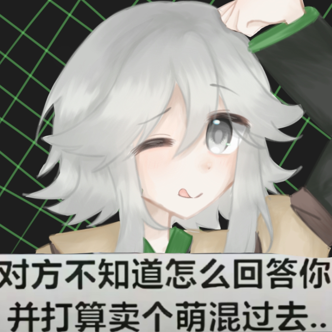 houlen yabusame, len'en, chinese commentary, commentary request, translation request, 1other, ;d, androgynous, black background, black kimono, brown coat, brown scarf, chinese text, clenched hand, closed mouth, coat, collared coat, compass (xinjinjumin6687443), dot nose, eyes visible through hair, grey eyes, grey hair, grid background, hair between eyes, hand on own head, image macro (meme), japanese clothes, jinbei (clothes), kimono, layered sleeves, light blush, long sleeves, meme, one eye closed, open mouth, other focus, puffy short sleeves, puffy sleeves, scarf, short hair with long locks, short over long sleeves, short sleeves, smile, solo, tongue, tongue out, upper body