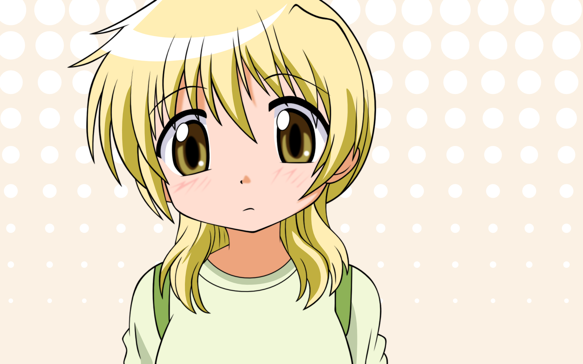 miyako (hidamari sketch), hidamari sketch, derivative work, highres, vector trace, 00s, 1girl, blonde hair, female focus, solo