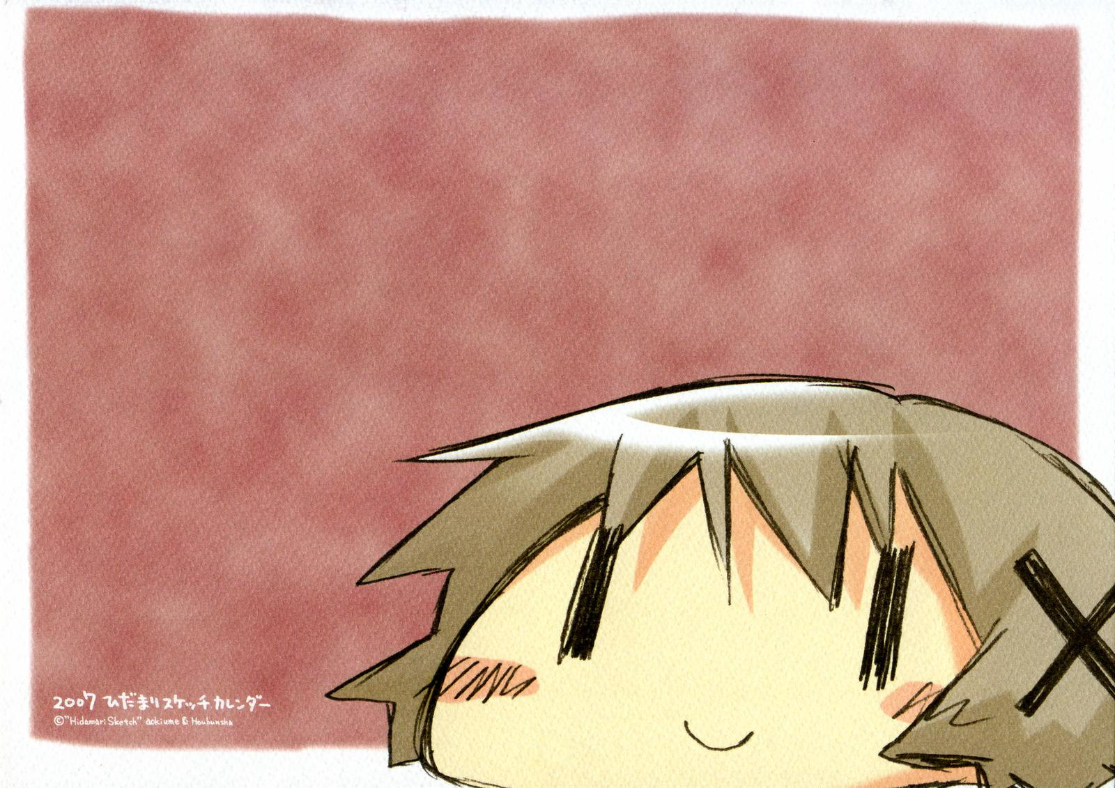 yuno (hidamari sketch), hidamari sketch, highres, scan, tagme, 00s, calendar, wide face