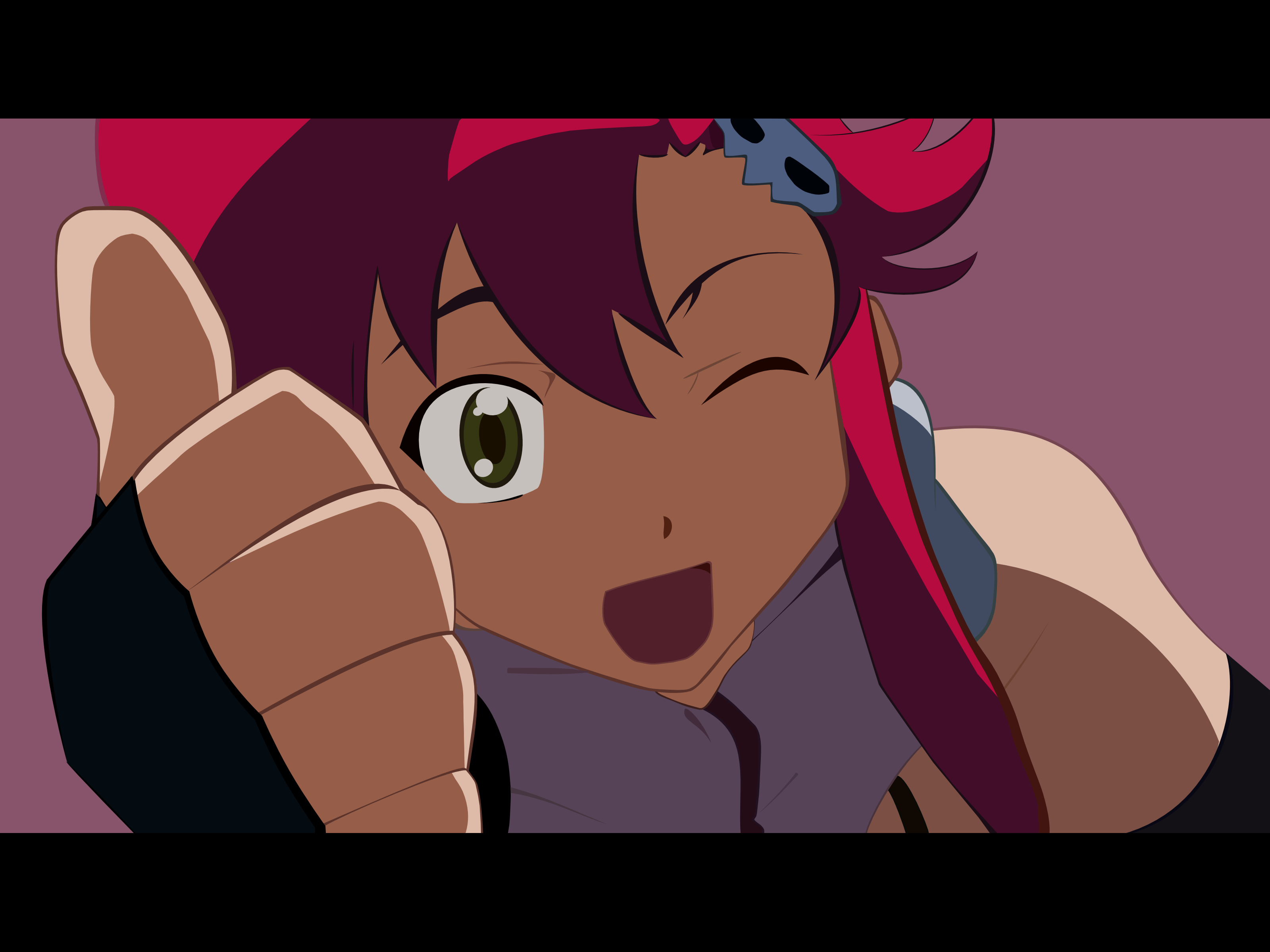 yoko littner, tengen toppa gurren lagann, absurdres, derivative work, highres, tagme, vector trace, 00s, letterboxed, solo