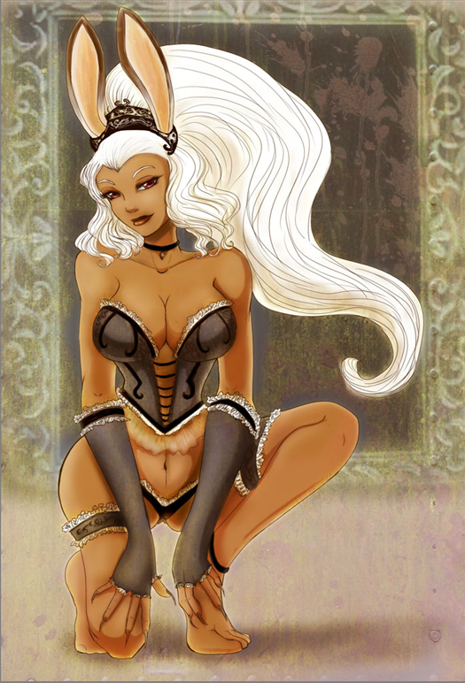 fran (ff12), final fantasy, final fantasy xii, 00s, 1girl, animal ears, dark-skinned female, dark skin, feet, female focus, rabbit ears, revealing clothes, solo, viera