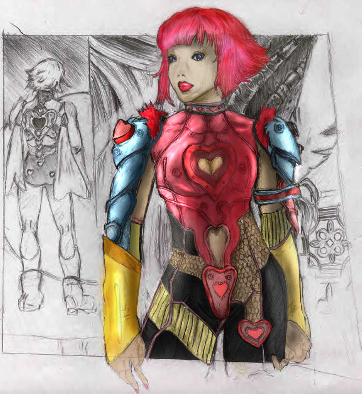 cutie honey, toei company, highres, tagme, bodysuit, boots, gloves, pink hair