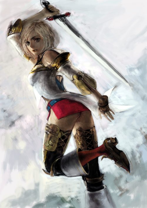 tomatika, ashelia b'nargin dalmasca, final fantasy, final fantasy xii, bad id, bad pixiv id, 00s, 1girl, female focus, solo, sword, thighhighs, weapon