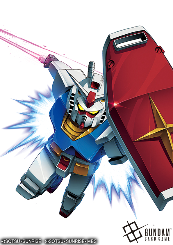 ishida baru, rx-78-2 gundam, gundam, mobile suit gundam, sunrise (company), official art, artificial eye, charging forward, copyright logo, copyright name, energy sword, gundam card game, holding, holding beam saber, holding shield, holding sword, holding weapon, horns, humanoid robot, logo, mbs, mecha, mechanical arms, mechanical eye, mechanical horns, mechanical legs, mobile suit, no humans, robot, shield, simple background, sword, thrusters, v-fin, weapon, white background