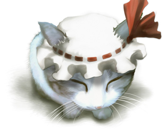 izumi-tonasa, kagitsune torii, remilia scarlet, touhou, 1girl, animalization, cat, closed eyes, female focus, hat, solo