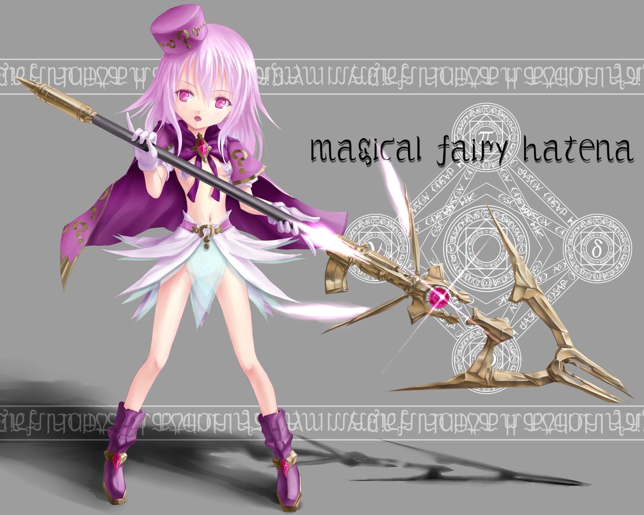 phase, hatena yousei, benesse, bad id, bad pixiv id, 1girl, ?, boots, cape, female focus, pasties, pink eyes, purple hair, solo