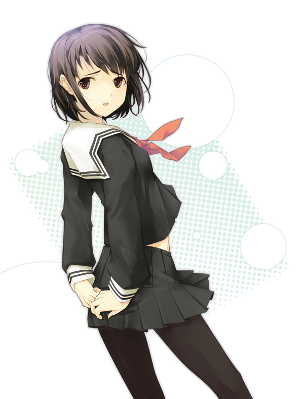 dasoku sentarou, original, brown eyes, brown hair, pantyhose, school uniform, serafuku, solo