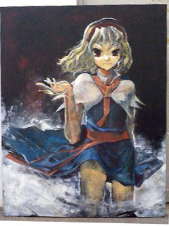 shimadoriru, alice margatroid, touhou, lowres, tagme, 1girl, female focus, painting (action), qvga, solo, standing
