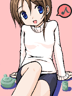 takayaki, lowres, 1girl, female focus, musical note, oekaki, okusann, quaver, solo, speech bubble, spoken musical note