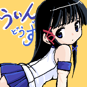 takayaki, xp-tan, os-tan, lowres, 1girl, blue skirt, female focus, oekaki, skirt, solo