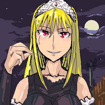 hime (kaibutsu oujo), kaibutsu oujo, lowres, source request, 00s, blonde hair, oekaki, red eyes