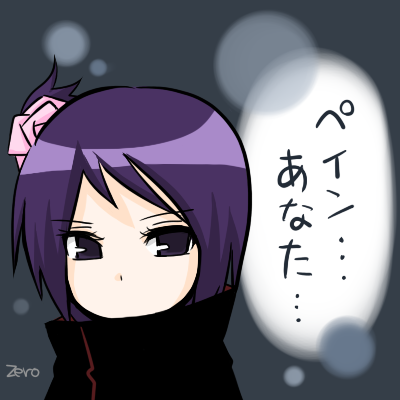 konan (naruto), naruto (series), naruto shippuuden, artist request, lowres, tagme, translated, 1girl, chibi, female focus, solo