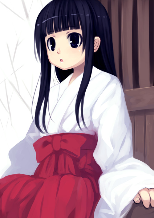 kagura mizuki, character request, source request, 1girl, black hair, female focus, japanese clothes, kimono, solo