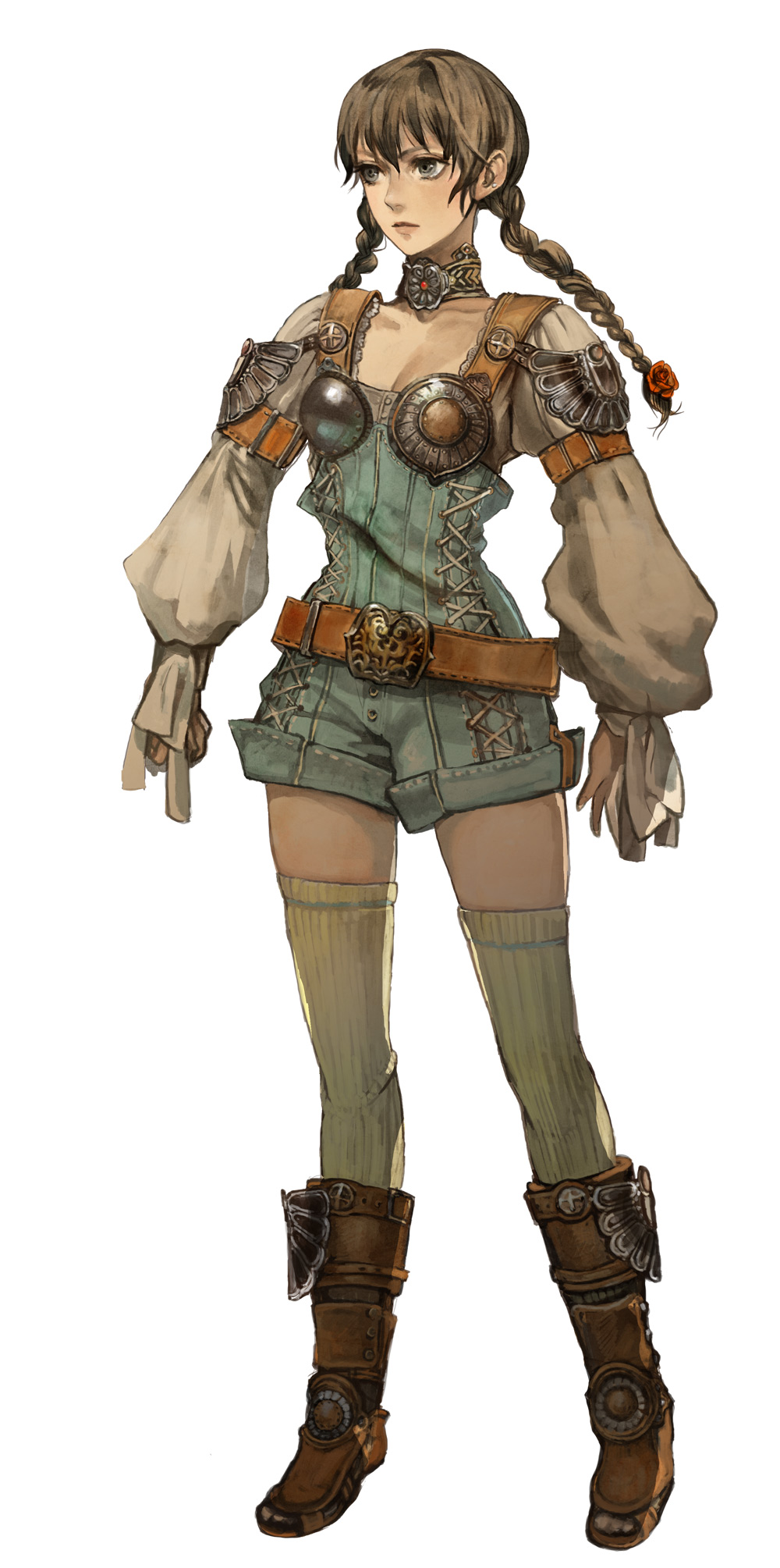 tomatika, bad id, bad pixiv id, highres, tagme, boots, choker, solo, thighhighs, twintails