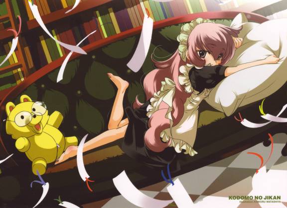watashiya kaworu, usa mimi, kodomo no jikan, jpeg artifacts, official art, 00s, 1girl, breasts, dutch angle, female focus, loli, maid, oppai loli, poster (medium), solo