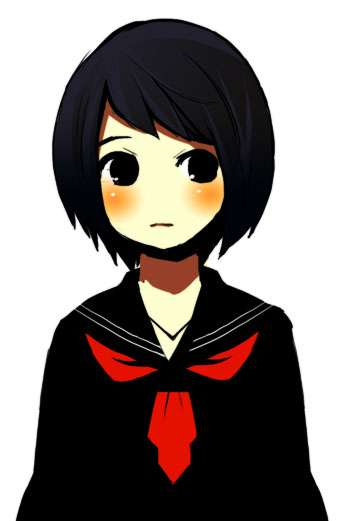 kuzui, original, black eyes, black hair, blush, school uniform, serafuku, short hair, solo