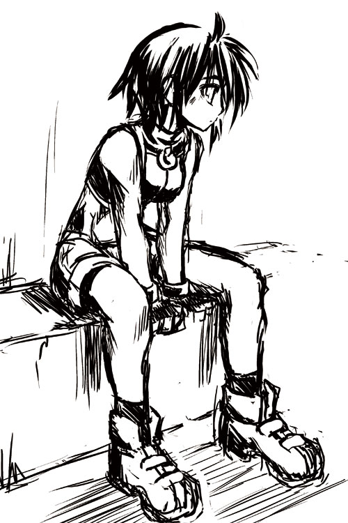 subaru nakajima, lyrical nanoha, mahou shoujo lyrical nanoha, mahou shoujo lyrical nanoha strikers, 00s, greyscale, monochrome, sketch, solo