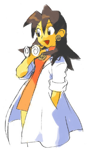 tron bonne (mega man), capcom, mega man (series), mega man legends (series), lowres, brown hair, glasses, lab coat