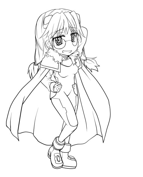 ruku (alicecreation), numbers (nanoha), quattro (nanoha), lyrical nanoha, mahou shoujo lyrical nanoha, mahou shoujo lyrical nanoha strikers, 00s, cape, glasses, greyscale, monochrome, solo