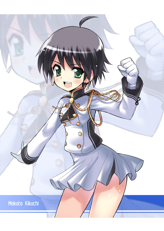 aida takanobu, kikuchi makoto, idolmaster, idolmaster (classic), tagme, 00s, ahoge, band uniform, solo