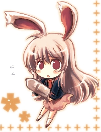 hajime (hajime doh), reisen udongein inaba, touhou, lowres, 1girl, animal ears, bullet, chibi, female focus, rabbit ears, solo