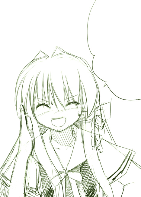 arikawa satoru, fujibayashi kyou, clannad, 00s, 1girl, female focus, green theme, monochrome, solo