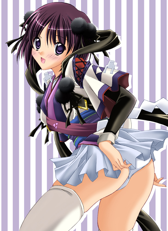 1girl, female focus, japanese clothes, panties, solo, thighhighs, underwear, zettai ryouiki