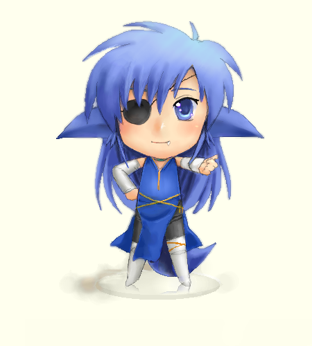 yagisaka seto, follower (yagisaka seto), nendoroid, original, lowres, 1boy, animal ears, blue hair, chibi, male focus, oekaki, solo