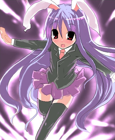 reisen udongein inaba, touhou, 1girl, animal ears, female focus, long hair, oekaki, rabbit ears, solo, thighhighs, very long hair