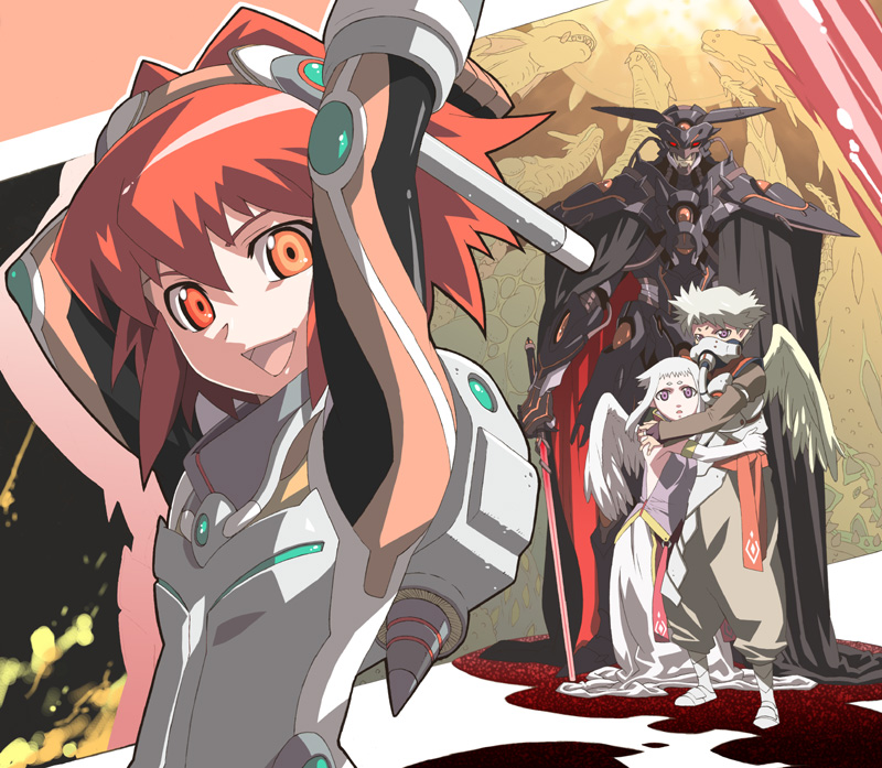 miyata ryuuichi, original, cape, dragon, fantasy, science fiction, sword, weapon, wings