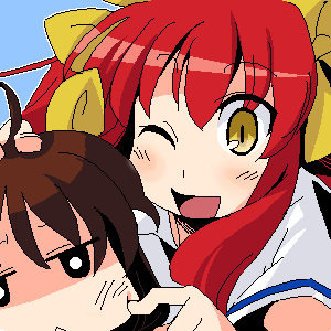 lowres, 2girls, multiple girls, oekaki, red hair