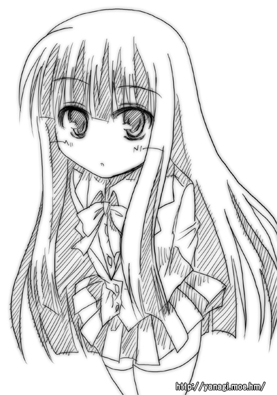ryuuryuu, suou kuyou, suzumiya haruhi no yuuutsu, 00s, 1girl, female focus, greyscale, kouyouen academy school uniform, monochrome, school uniform, solo, thighhighs