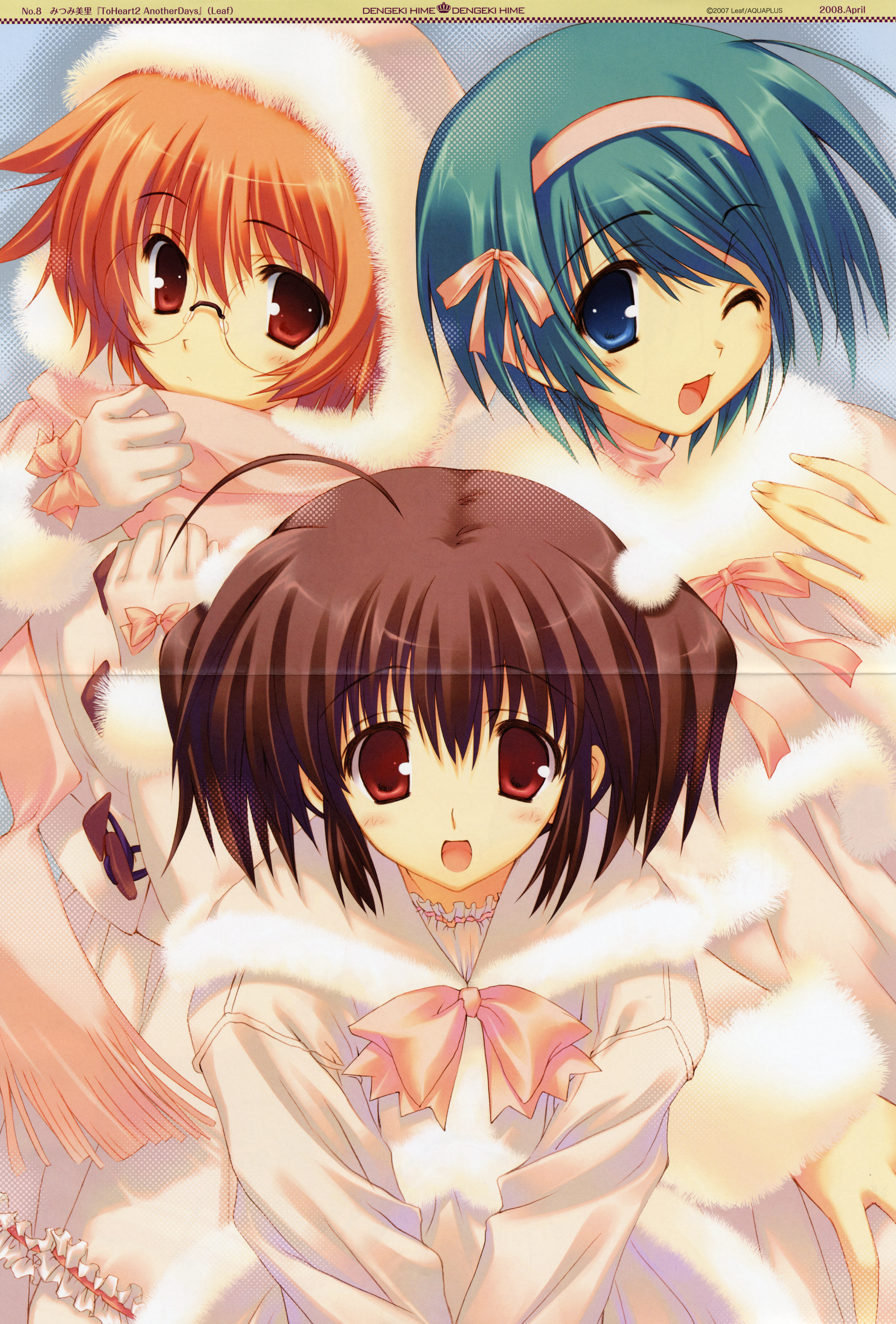 mitsumi misato, yamada michiru, yoshioka chie, yuzuhara konomi, to heart (series), to heart 2, to heart 2 ad, absurdres, highres, huge filesize, 00s, 3girls, another days, multiple girls
