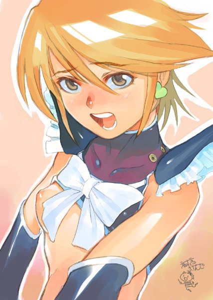takahashi kenji, cure black, misumi nagisa, futari wa precure, precure, bad id, bad pixiv id, 00s, 1girl, artist name, breasts, female focus, magical girl, signature, small breasts, solo