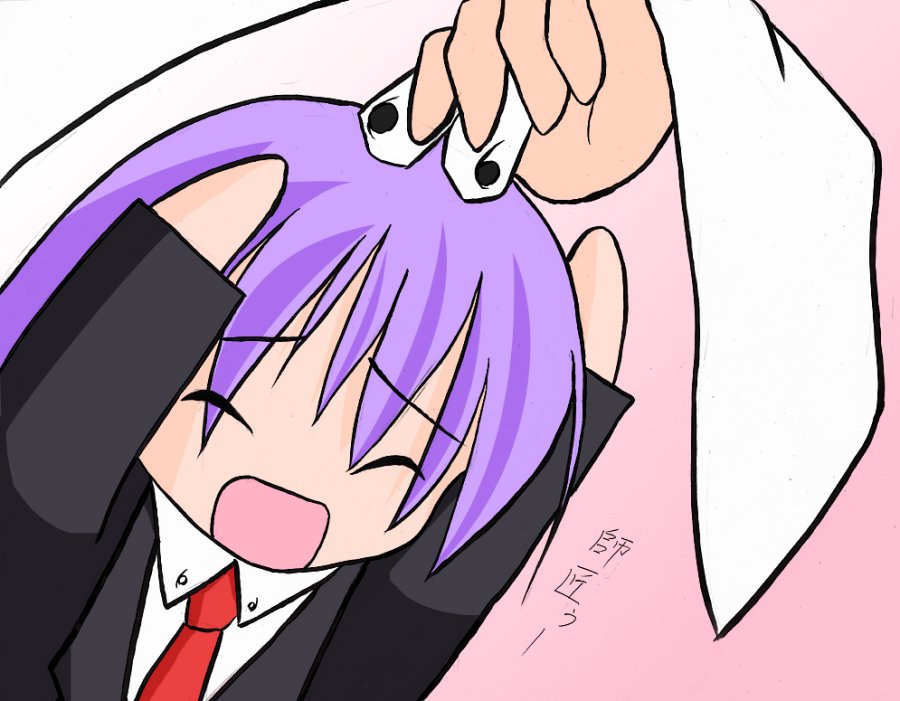 reisen udongein inaba, touhou, 1girl, animal ears, chibi, female focus, grabbing another's ear, hand on another's ear, holding by the ears, rabbit ears, solo