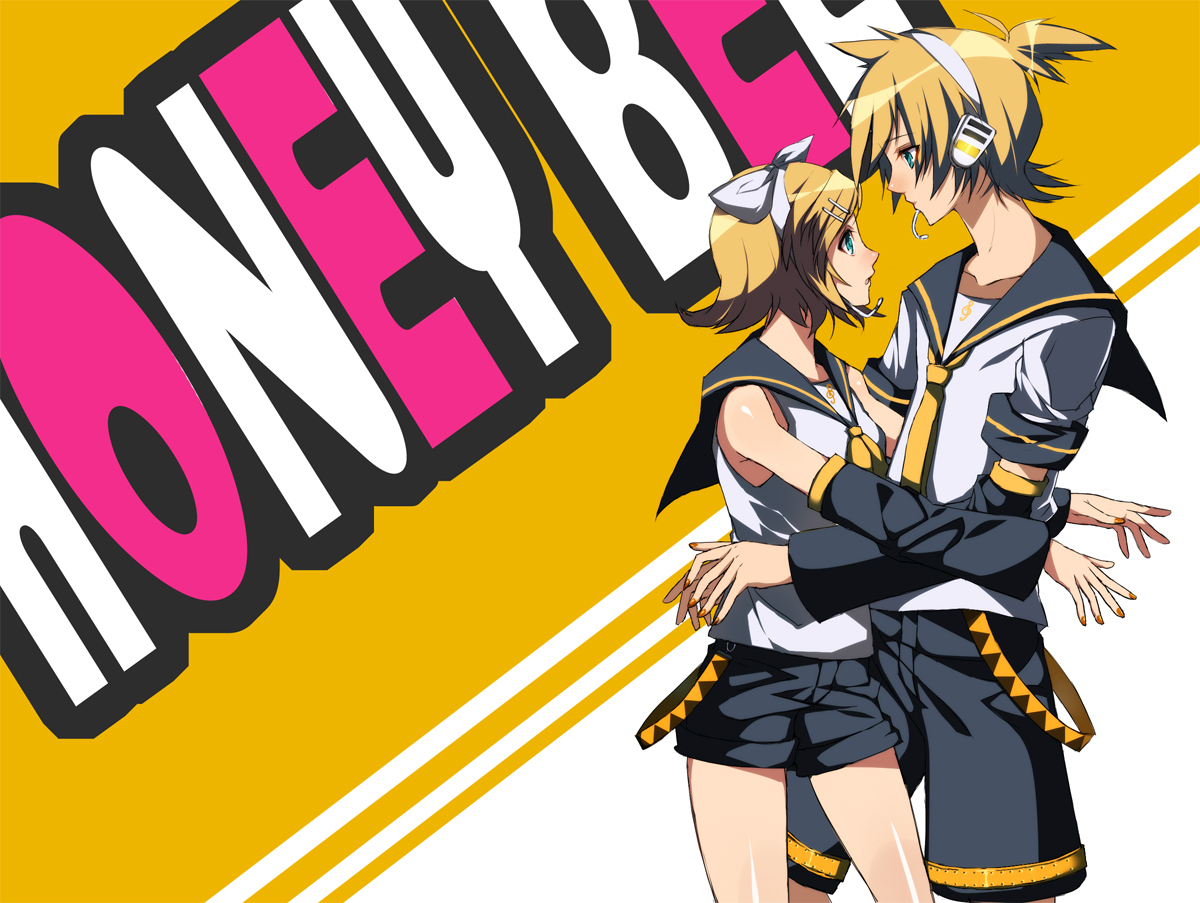 hifumi chiyoko, kagamine len, kagamine rin, vocaloid, 1boy, 1girl, brother and sister, siblings, twins