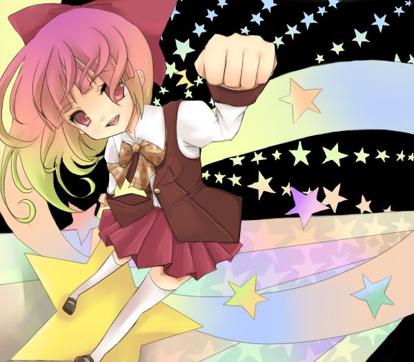 toda ayu, original, tagme, brown shoes, clenched hand, shoes, star (symbol), thighhighs