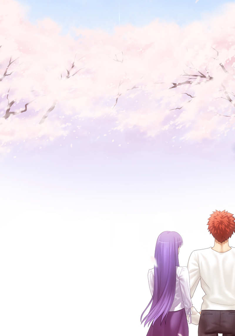 takeuchi takashi, emiya shirou, matou sakura, fate/stay night, fate (series), heaven's feel, third-party edit, 00s, 1boy, 1girl, back, couple, heavens feel true end, hetero, official alternate costume